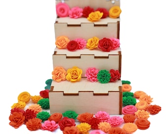 Colorful Miniature Paper Flower Decoration, Altar Nicho, Day of the Dead, Crystal Skull, Marigold Flor, Halloween Miniature Dollhouse Tiny