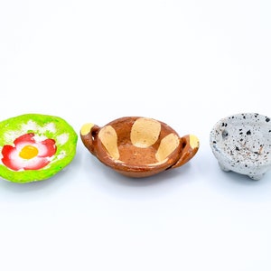 Miniature Plate De Barro, Clay, Random Flower, Ceramic, Plato, Plate, Traditional, Altar, Mexican, Sculpture Art Kitchen, Bar, Neon, Fiesta