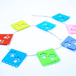 Pet Paw Mini Papel Picado, Paw Banner, Day of the Dead, Mexicaanse Mini Gors Banner, Mini Kleurrijke Vlaggen, Altaar Nicho, Fiesta Party Dog Cat