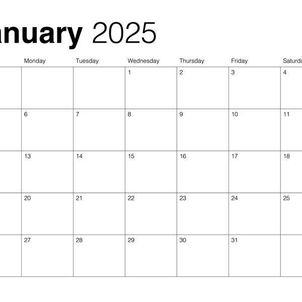 Free Customizable Monthly Calendar Etsy