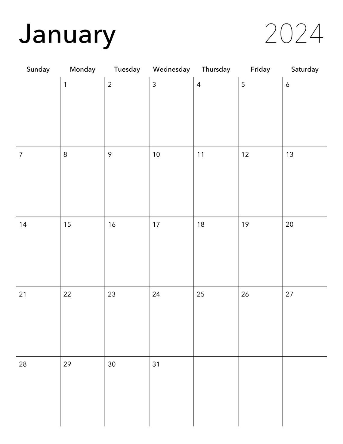 2025 Calendar Template Monthly Customizable Digital Printable Etsy