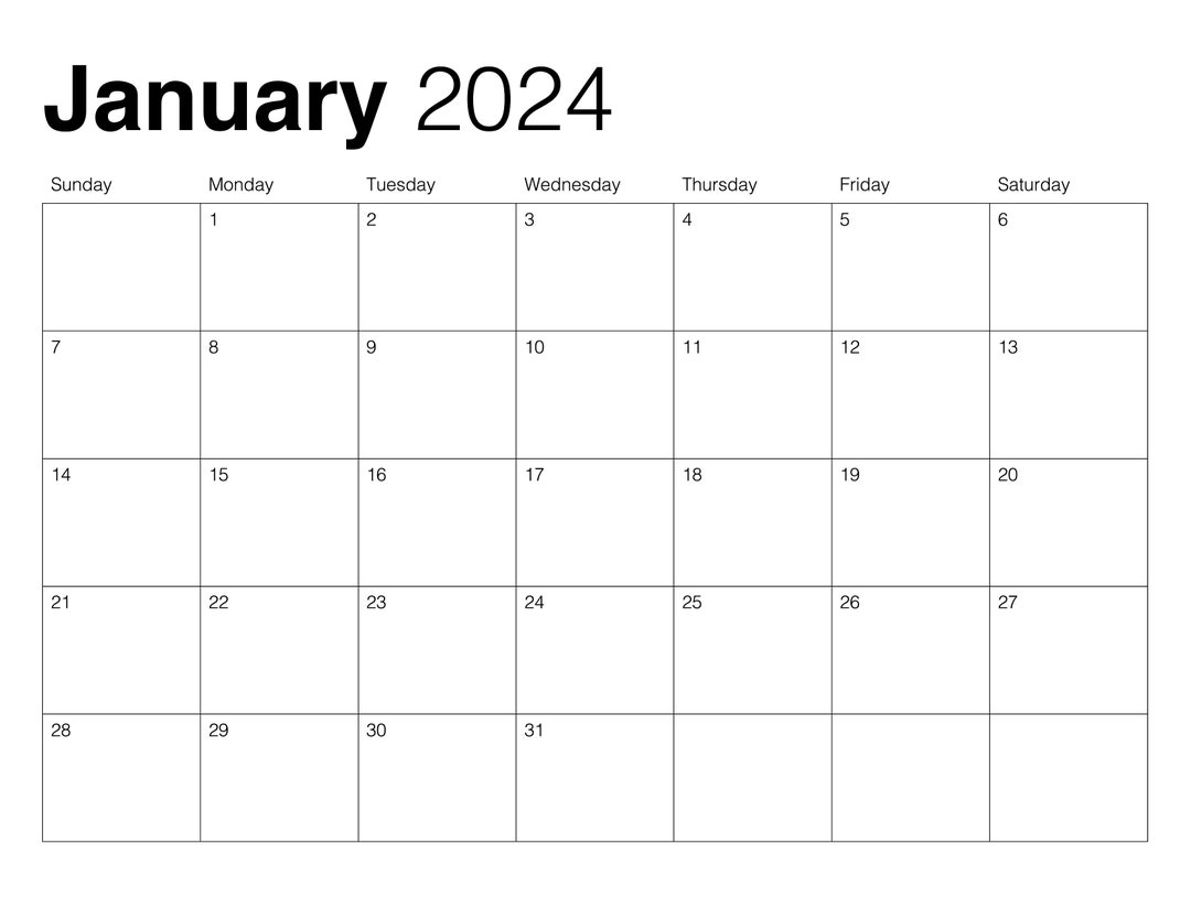 2024 Calendar Template Monthly Customizable Digital Printable Etsy Canada