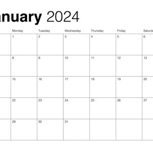 2024 calendar template monthly customizable digital printable