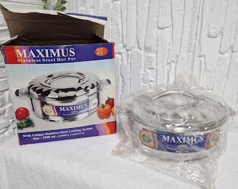 Vintage Maximus Stainless Steel Hot Pot - 2500ml, Original Box, NOS