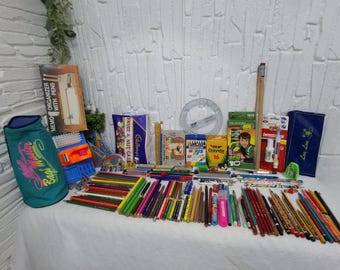 Huge Vintage Artist Stationery Lot – Pencils, Sharpeners, Crayons, Desk Tools – Faber-Castell, Staedtler, BIC – Rare Retro Collectible Set
