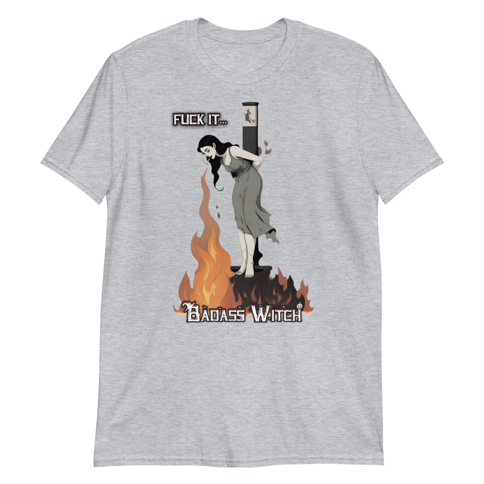 Badass Witch Graphic Tee – Burning Witch Artistic Unisex T-shirt 