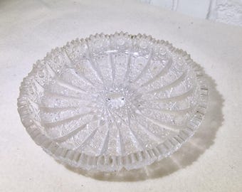 Cenicero vintage de cristal tallado con estampado floral de estrellas, decoración retro