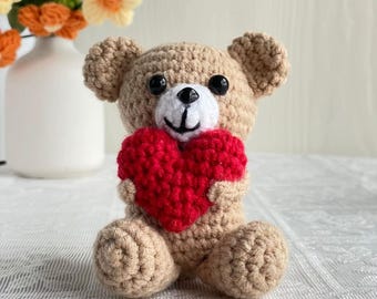 Adornos de oso de peluche tejidos a mano, hechos a mano, de ganchillo, para apoyar emociones positivas, para decorar la habitación del hogar, regalo