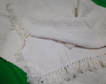 Vintage handgewebte Baumwolle Tischläufer - Creme Boho Bauernhaus Dekor
