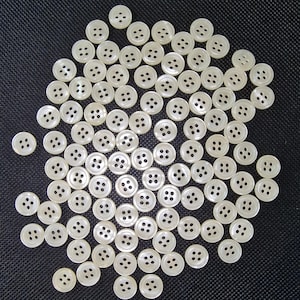 100 Vintage Shell Buttons - Mother of Pearl, Pearlescent, 11mm, Rare Craft Supplies, Jewelry Making, Sewing, Eco-Friendly, Collectible