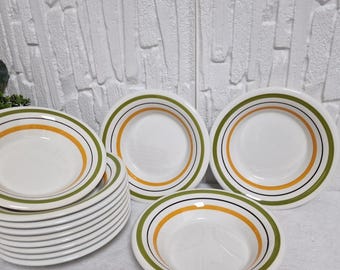 12 Vintage Italian Soup Bowls Levostoviglie 70s Retro Ceramic Rare Made in Italy