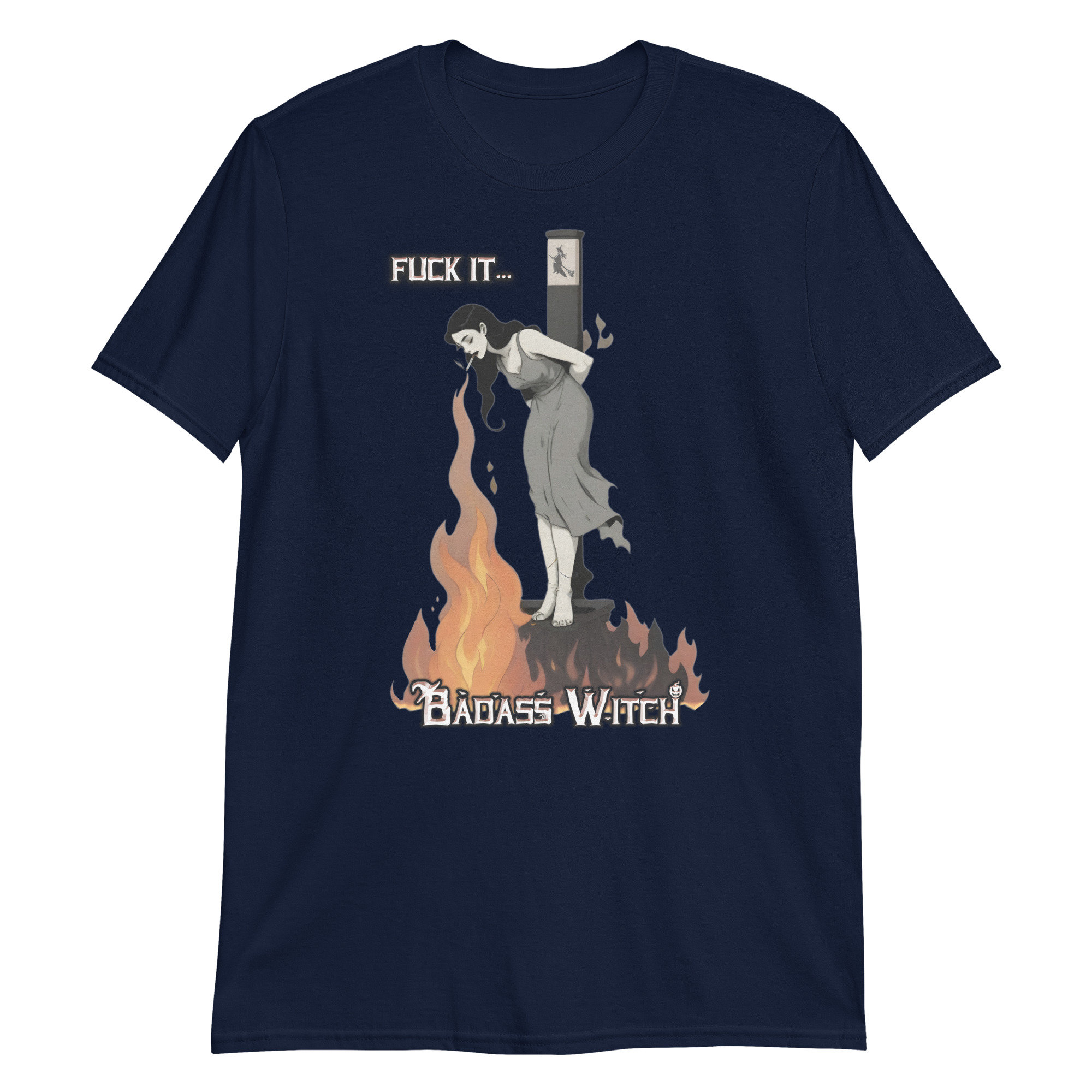 Badass Witch Graphic Tee – Burning Witch Artistic Unisex T-shirt 