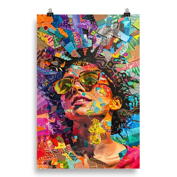 絵画 autismart Autism Awareness Art Poster | Colorful Collage Portrait - Etsy