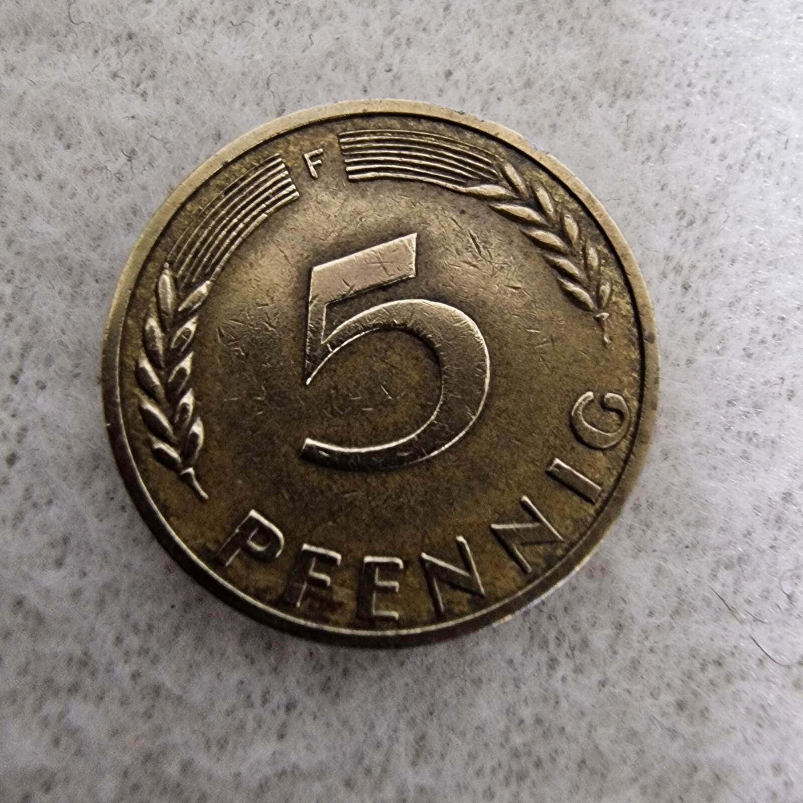 1950 F West Germany 5 Pfennig Coin – Vintage Brass Steel - Etsy