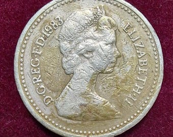 希少な 1983 年 1 ポンド硬貨 – エリザベス 2 世 – エッジの刻印エラー
