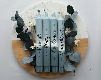 Dip Dye Kerzen blau/-grau, Personalisierung, 2-4er Set, Beschriftete Kerzen mit Wunschtext, Personalisierte Geschenke / 'LAUSANNE'