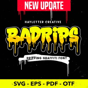 Badrips ドリッピング フォント グラフィティ、ディスプレイ フォント、グラフィティ フォント、Procreate フォント、Cricut フォント、ペイント フォント、Cricut 用フォント、ドリッピング フォント
