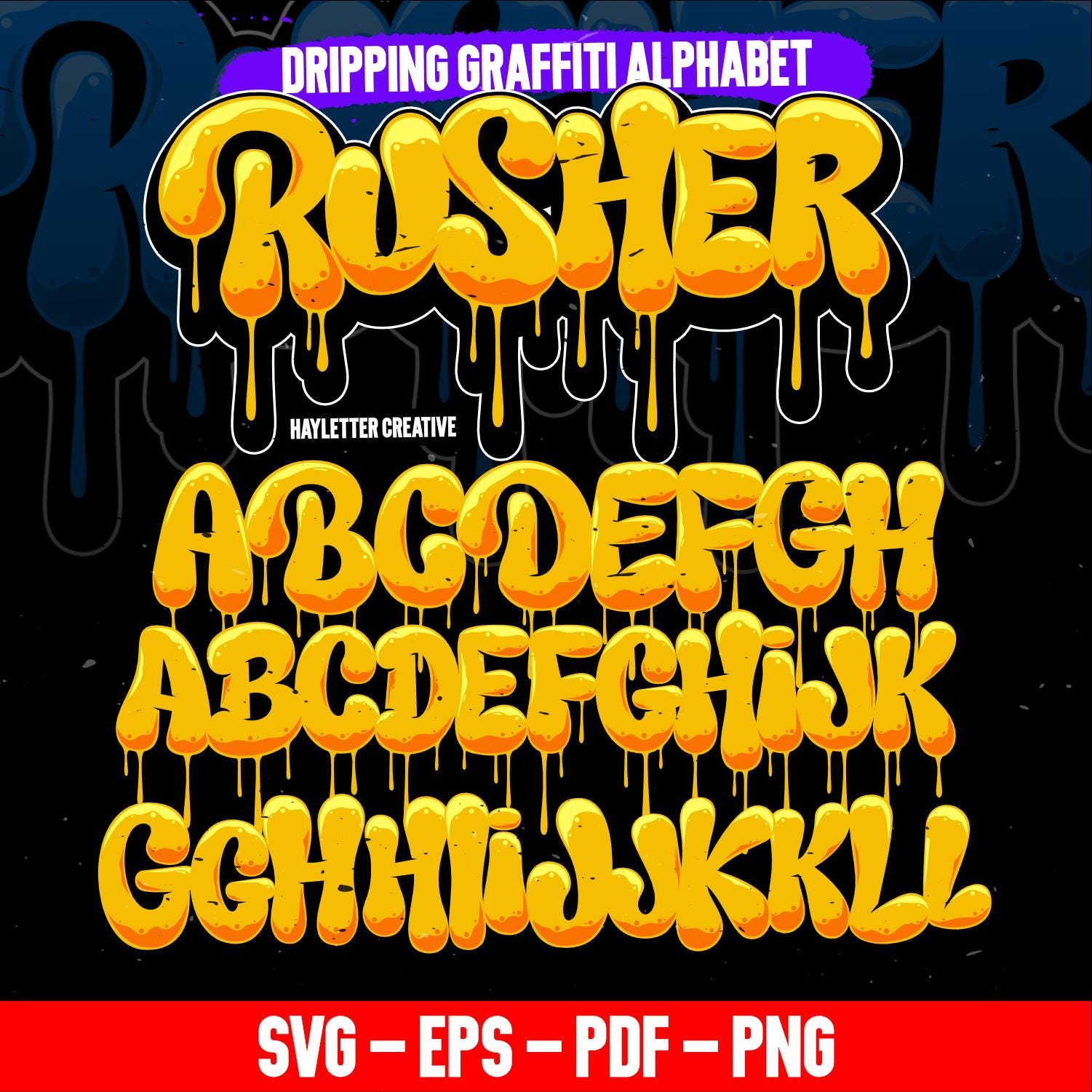 Alphabet graffiti Rusher couleur orange, lettres graffiti, graffiti dégoulinant, bulle graffiti, polices dégoulinantes, polices graffiti, pinceau graffiti
