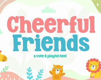 Cheerful Friends Font, Crafty Font,Display Font,Cute Font,Bold Font,Procreate Font,Cricut Fonts,Fonts forCrafters,Fonts for Cricut,Kids Font