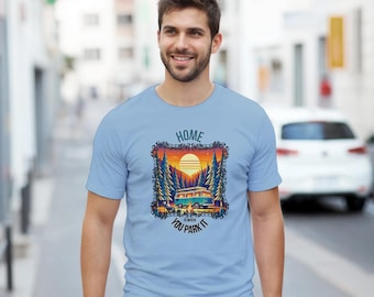Camiseta Van Life: El hogar está donde lo aparcas. Camiseta de aventura para autocaravanas.