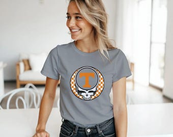 Tennestealie ladies Tee - Grateful Dead & TN Volunteers Checkerboard T-Shirt | Gift for Fans