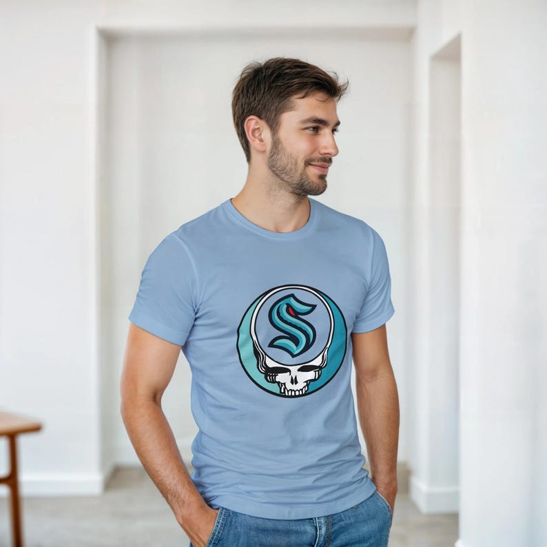 Grateful Dead SYF T-Shirt with NHL Seattle Kraken Logo - Heavyweight Cotton Tee image 1
