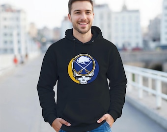 Grateful Dead Steal Your Face Hoodie - Buffalo Sabres Inspired Custom Fan Gear | Unique Hockey Fan Gift