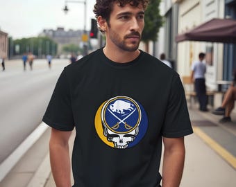 Buffalo Sabres Grateful Dead Steal Your Face T-Shirt | Unique Hockey Fan Apparel | Soft DTG Print Tee | Gift for Music & Sports Lovers
