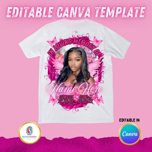 Bearbeitbares Erinnerungs-Shirt-Design Canva Vorlage | Personalisierte R.I.P. Tribute-Shirt-Design