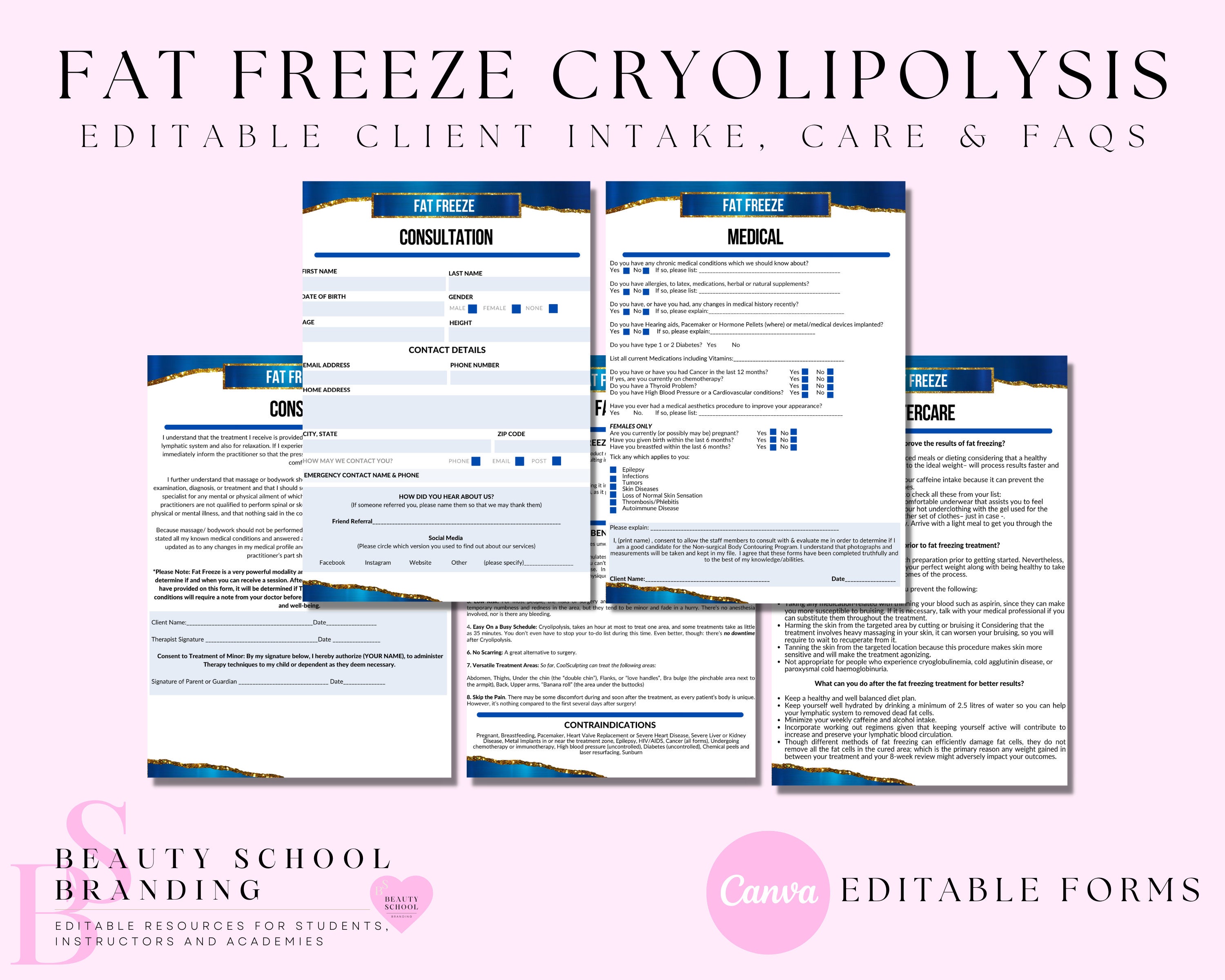 Fat Freeze Consent Forms, Cryolipolysis Body Contouring Intake Pack ...