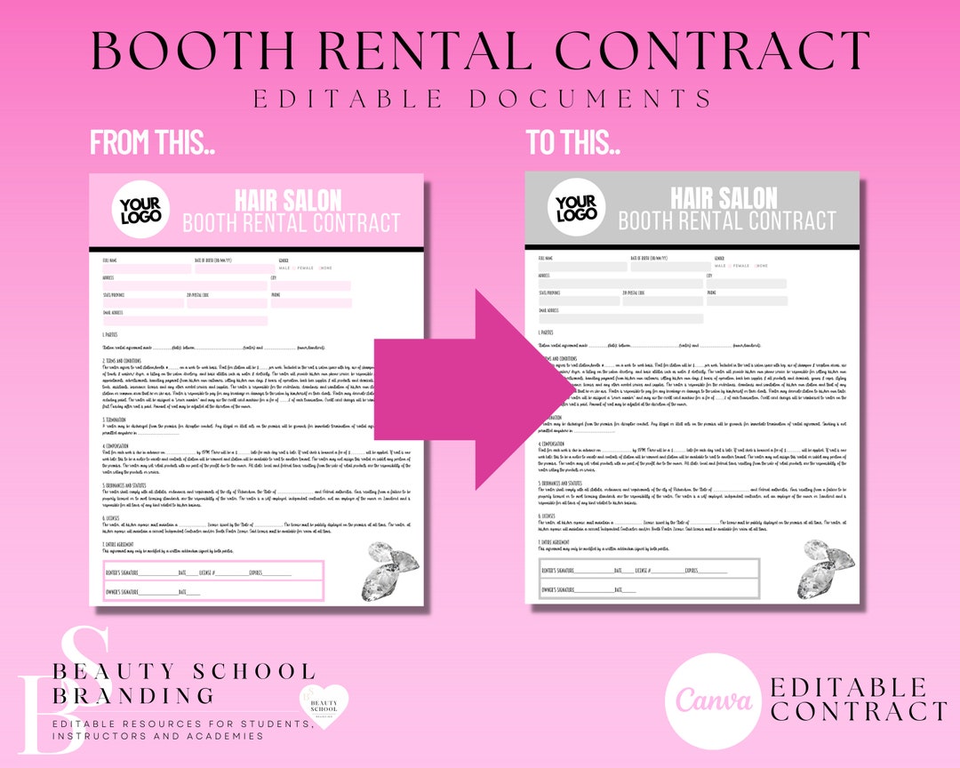 Hair Salon Booth Rental Agreement, Salon Booth Lease Agreement, Salon Booth Rental Contract