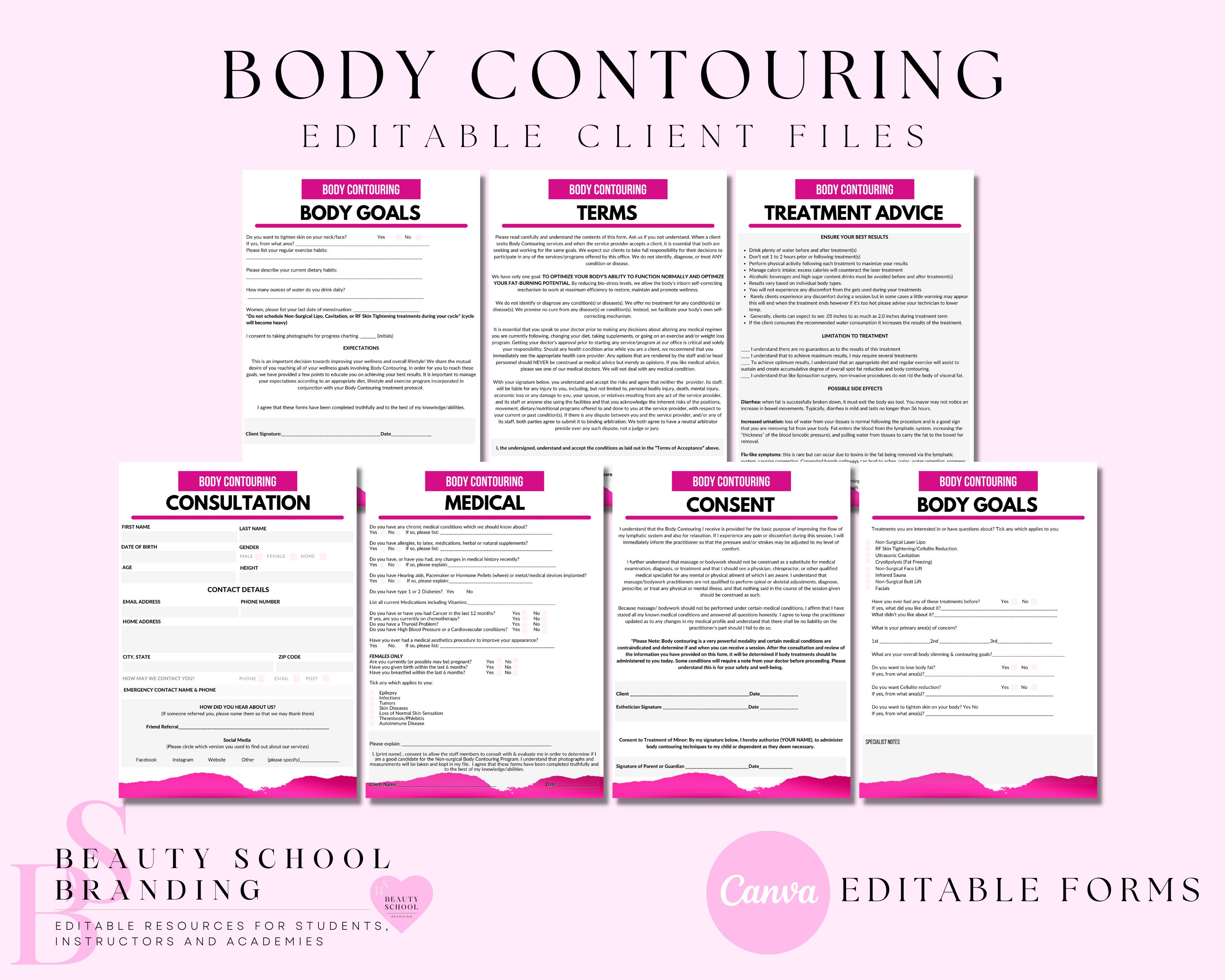 Body Contouring Intake Forms Body Contouring Consent Waiver Etsy