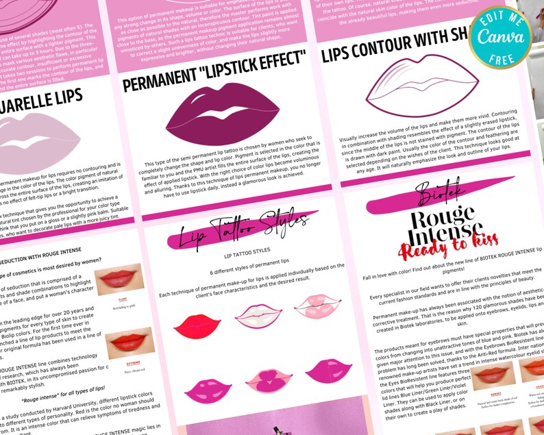 Lip Blush Advanced Training Manual, Editable Training Manual, Permanent