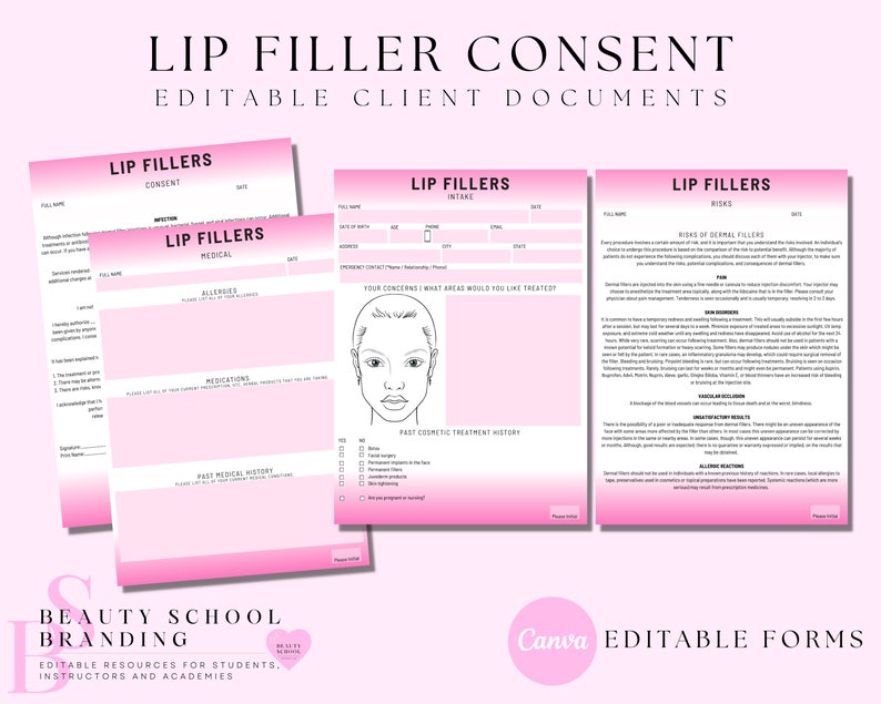 Lip Filler Consent Forms Dermal Filler Consent Forms Filler - Etsy