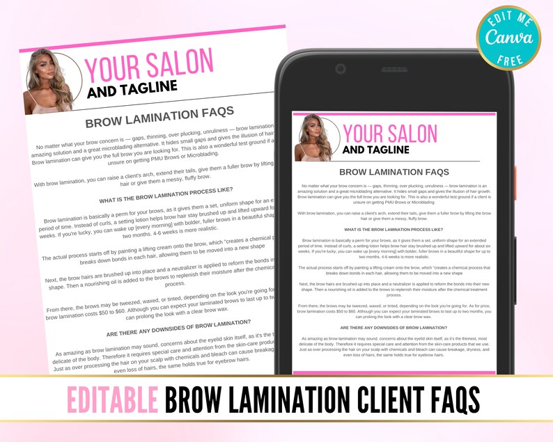 Editable Brow Lamination FAQS Eyebrow Lamination Client Etsy