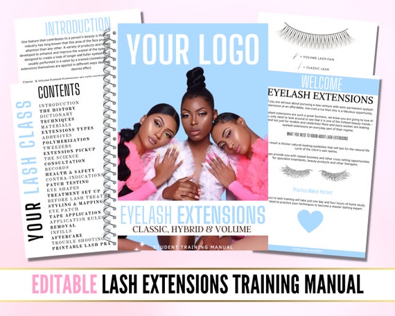 Lash Tech Training Manual, Light Blue Design CUSTOM Eyelash Extensions,  Training Manual, Editable Canva Manual, Lash Instructors, Lash Class 