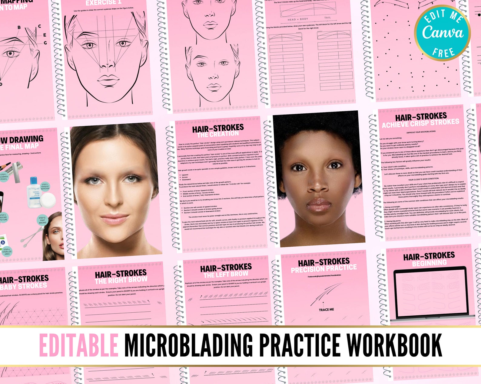 Microblading Practice Workbook Microshading Sheets Hair - Etsy