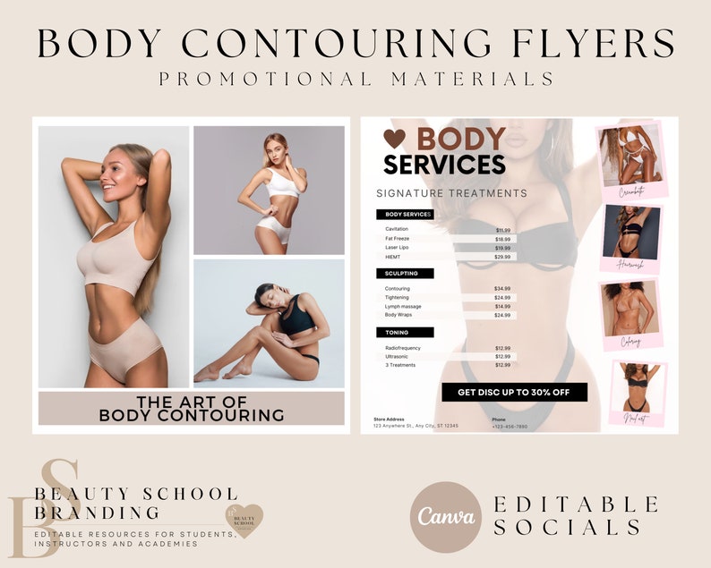 Body Contouring Body Contouring Flyers Body Contouring Menu Etsy