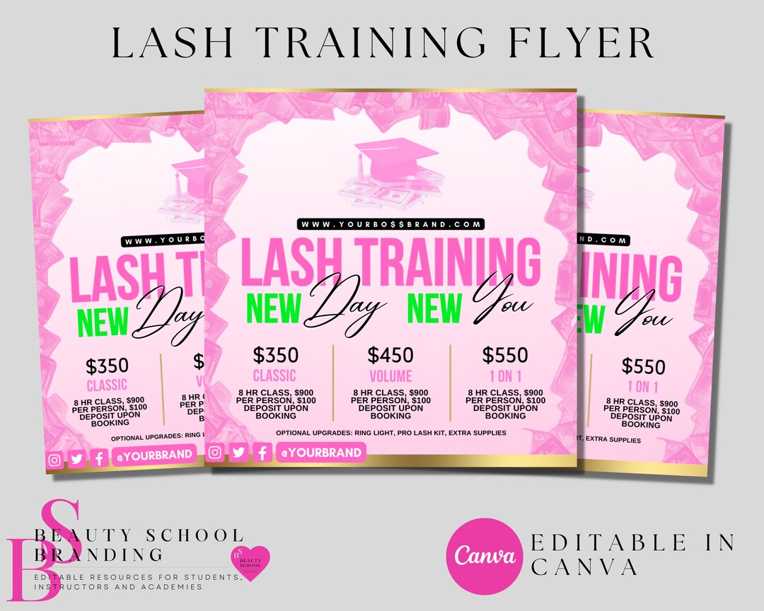 Eyelash Extensions Class Flyer, Eyelash Course Flyers, DIY Editable