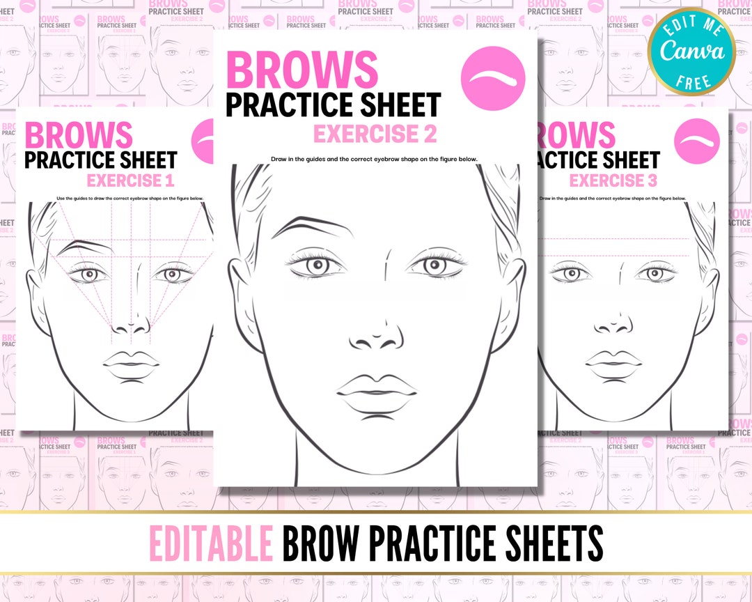 Editable Brow Mapping, Mapping Practice, Microblading Practice, PMU ...