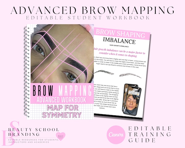 Eyebrow Mapping Practice Sheets, Face Shape Guide, Printables for School, Microblading Training ...