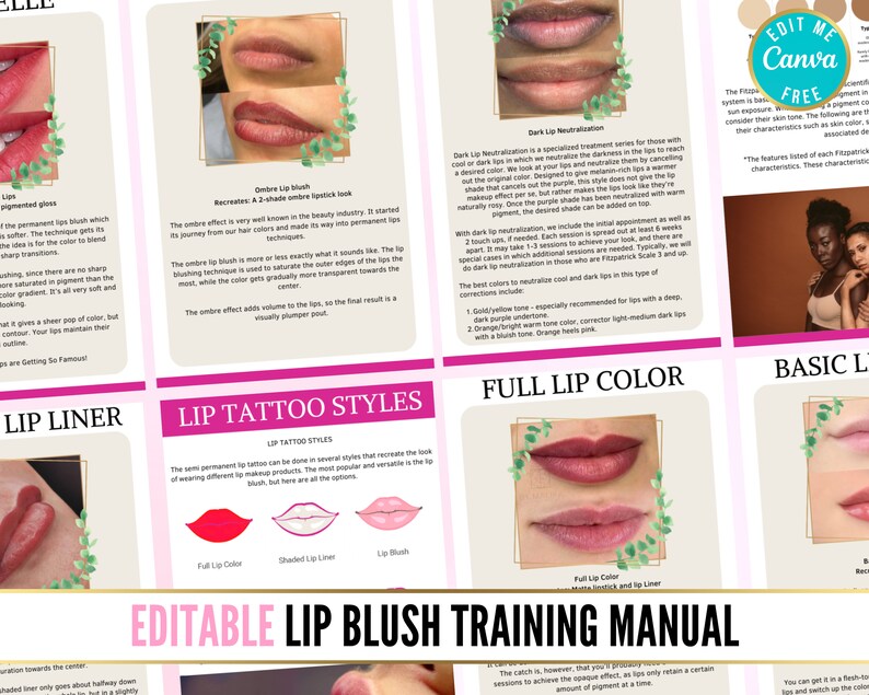 Lip Blush and Powder Brows Training Manuals Lip Blushing Etsy Ireland