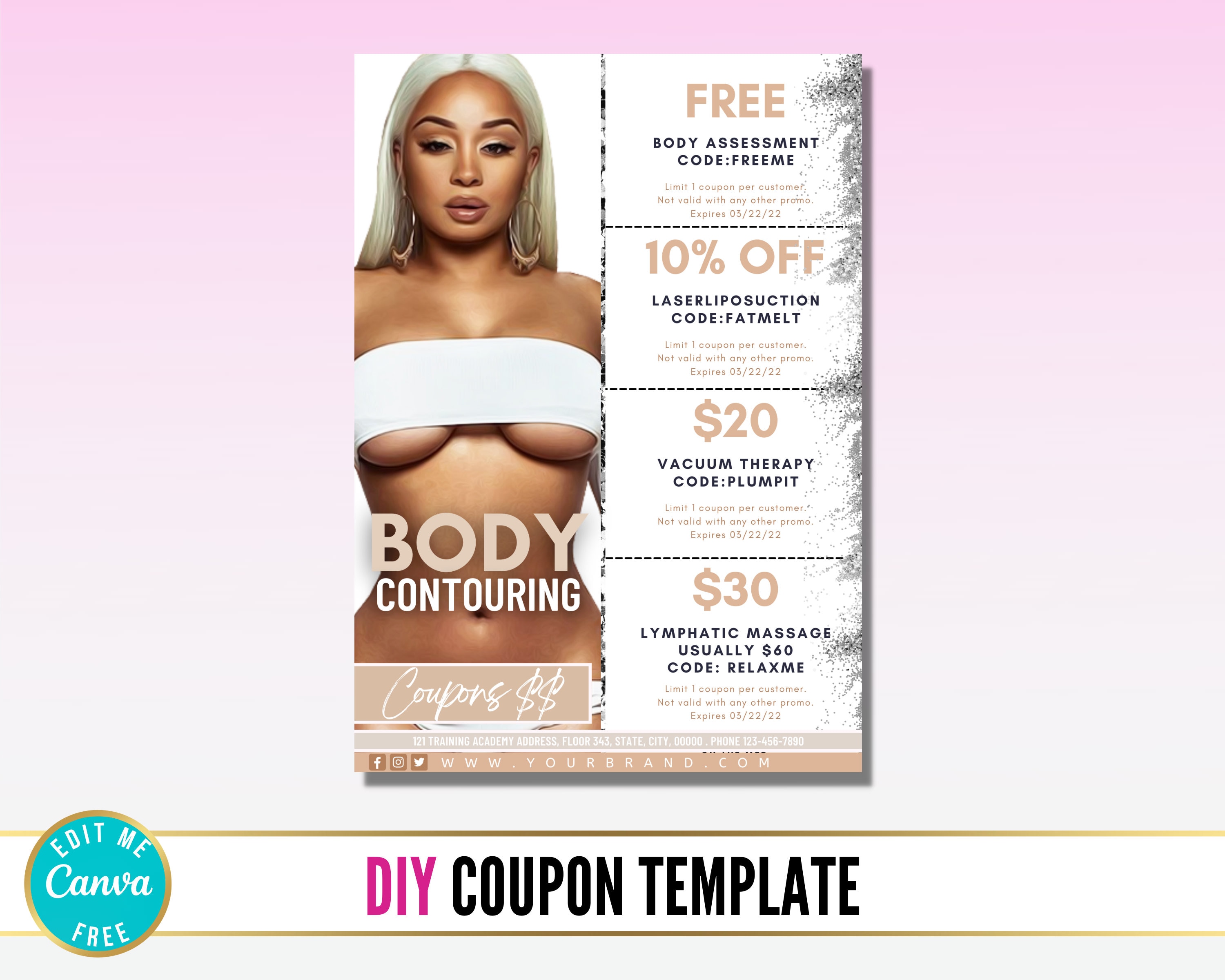 Body Contouring COUPONS Template Sale Flyer Esthetician Etsy