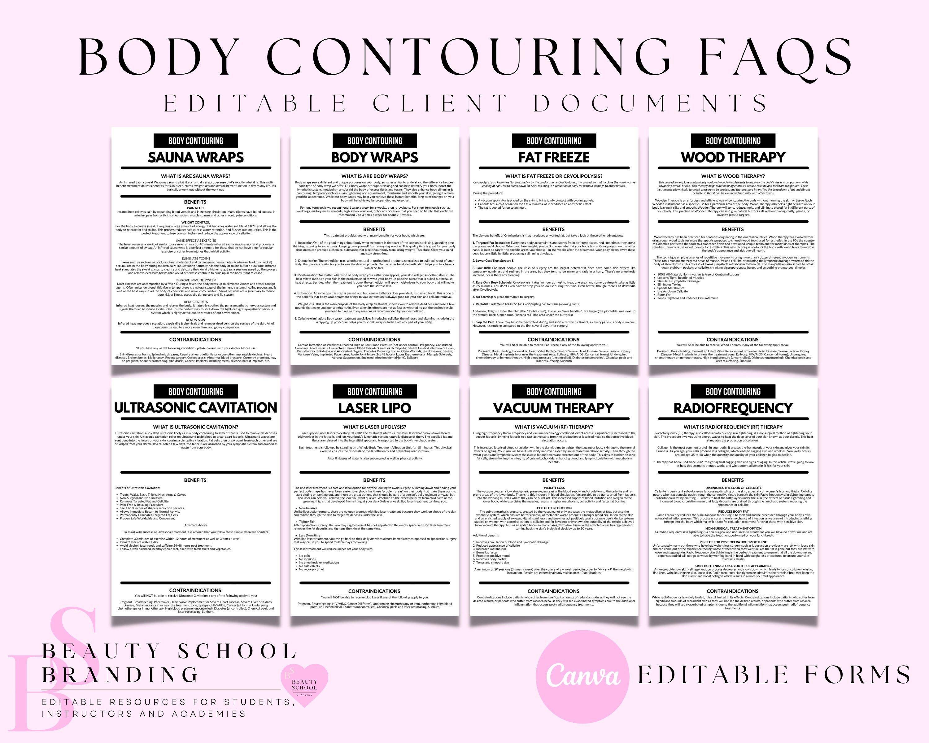 Body Contouring Faqs DIY Editable Canva Forms Body Etsy