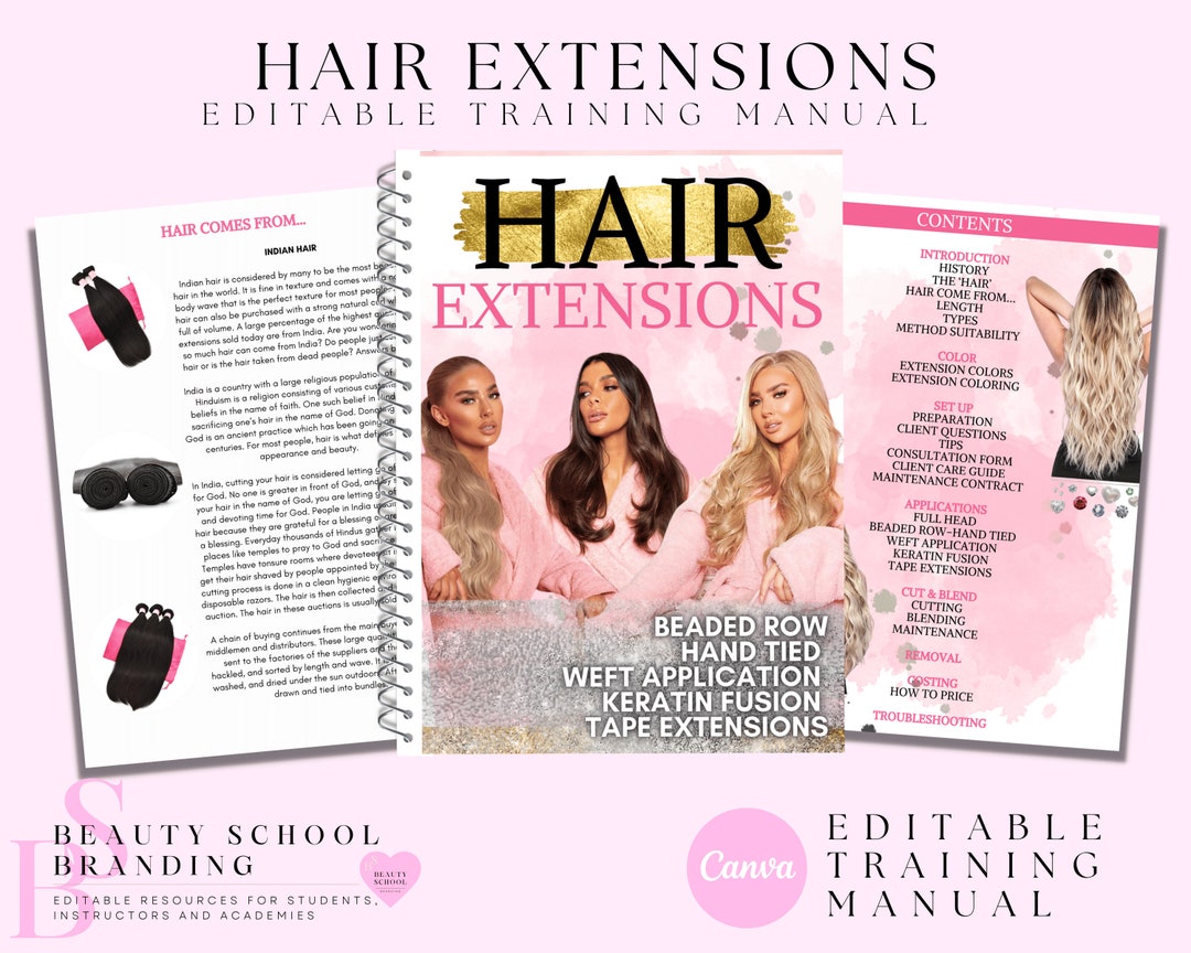 Hair Extensions Training Manual Hair Extensions Manual Hair Etsy