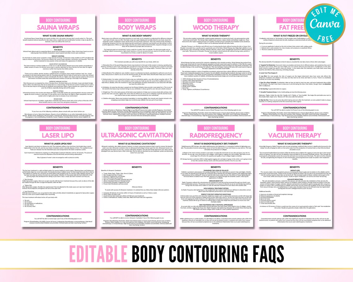 Body Contouring Faqs DIY Editable Canva Forms Body Etsy