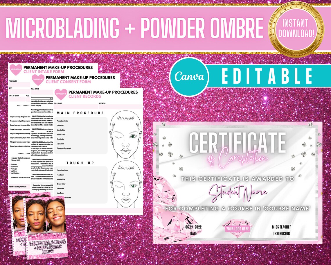 Microblading Training Manual Certificate and Forms Editable | Etsy