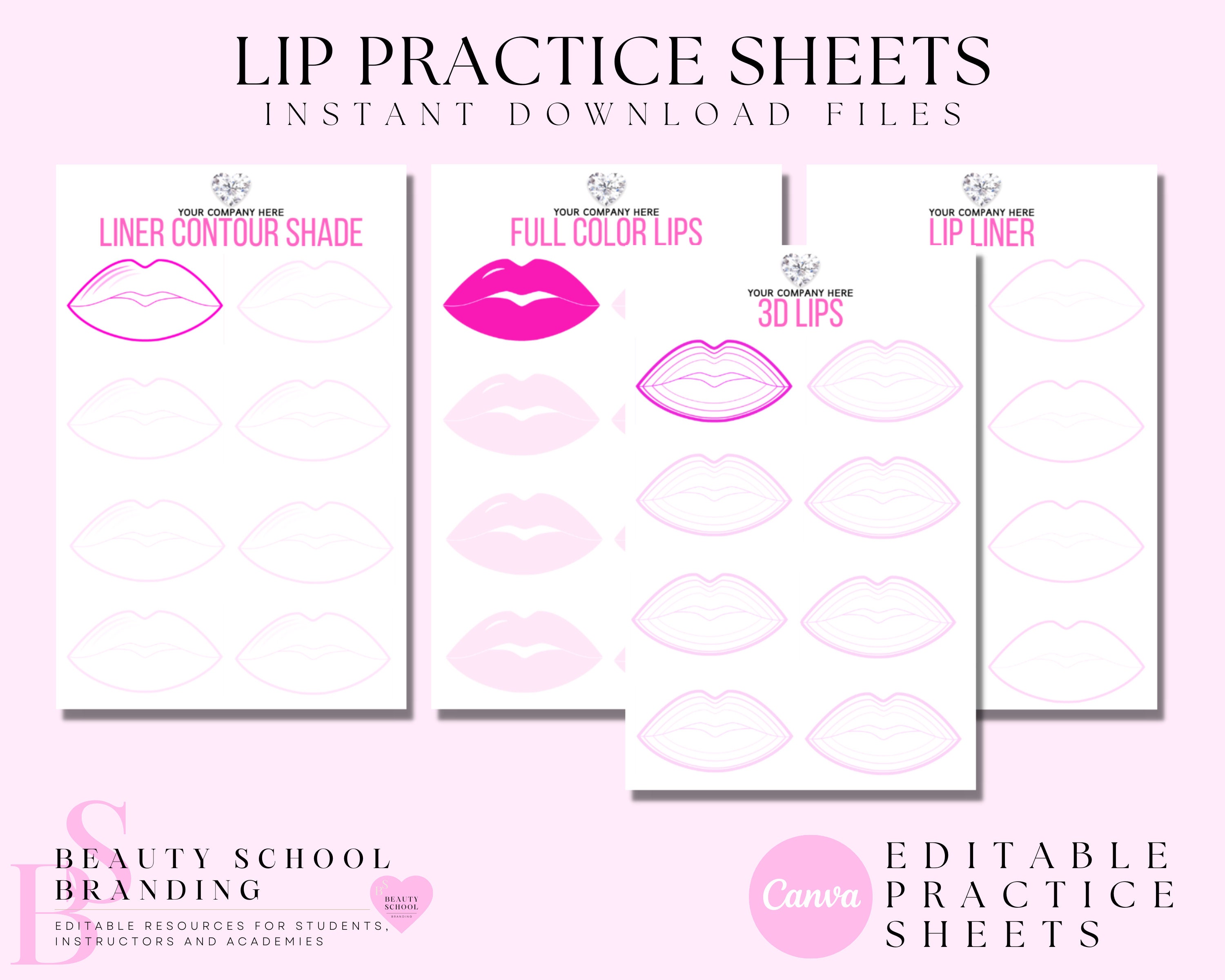 Lip Blush Practice Sheets Lip Blush Training Forms Lip Etsy