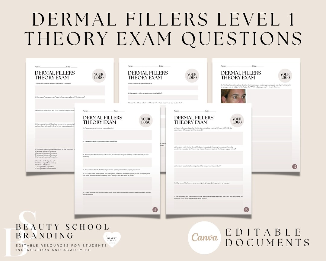 Dermal Fillers Level 1 Theory Exam Test Questions for Certification
