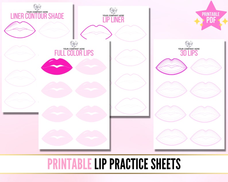 Lip Blush Practice Sheets Lip Blush Training Forms Lip Etsy